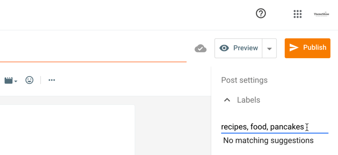 adding labels to post in Blogger