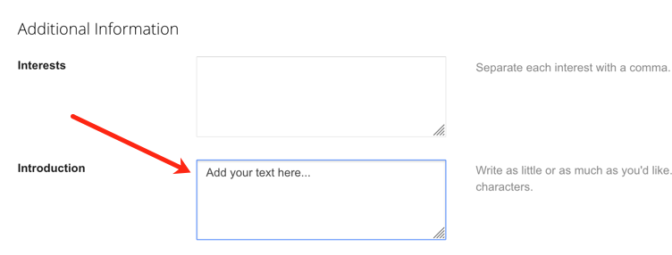 blogger introduction field