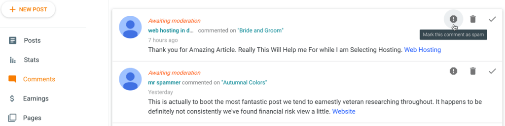 Managing comments in Blogger – Documentation