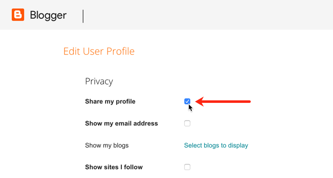 share blogger profile